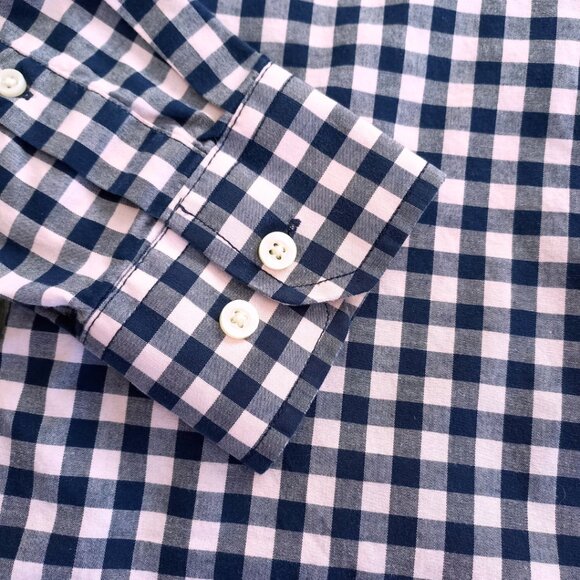 Goodfellow Navy & Pastel Pink Checkered Button-Up Shirt – Men’s Size S - Picture 5 of 9
